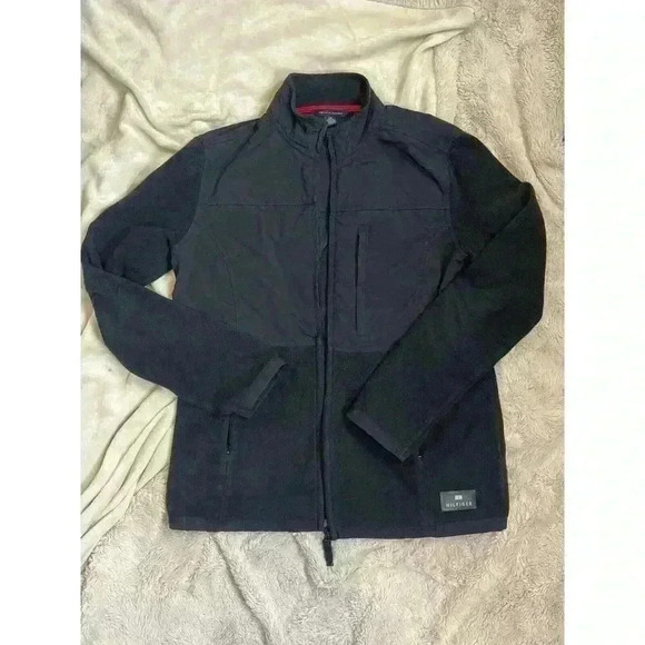 Tommy Hilfiger Fleece Jacket‎ S Black Full Zip Up Polar Coat Shell Womens - Picture 1 of 7